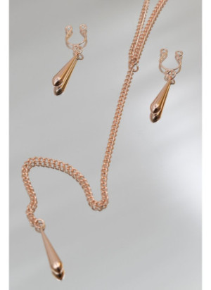 bijoux de corps, pinces de seins goutte et tour de cou chainette - SO-0184
